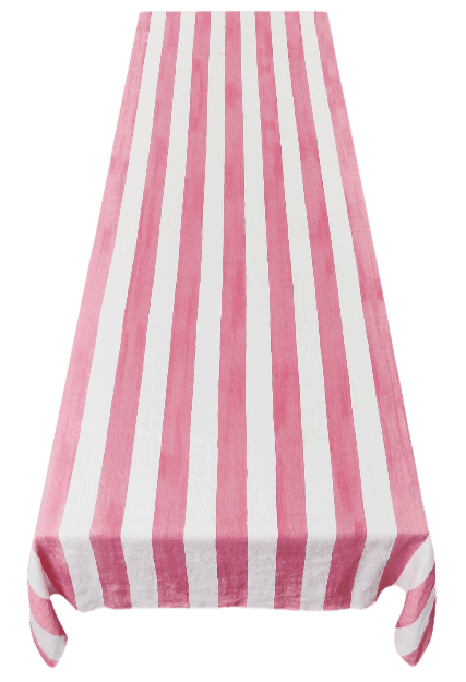 Stripe Linen Tablecloth - Pink