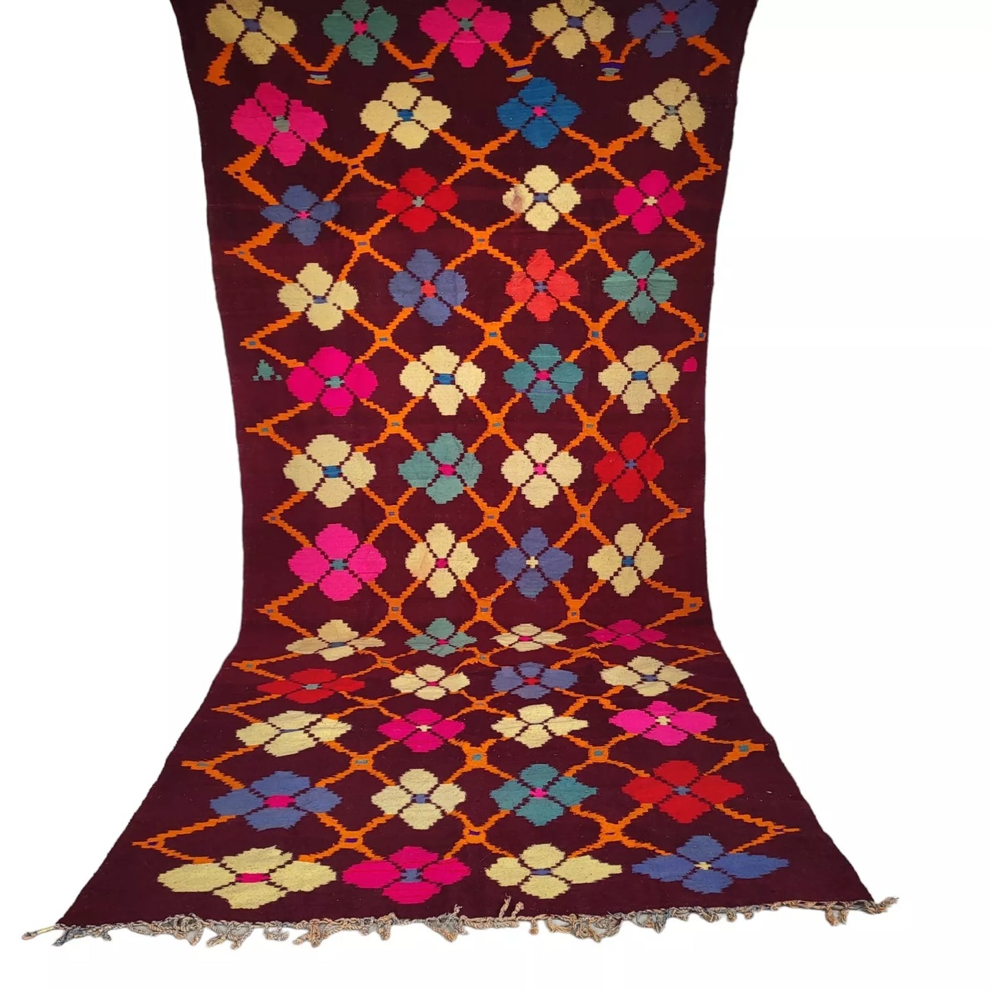 Morrocan Deep Purple Ground Multi Flower Pattern Rug