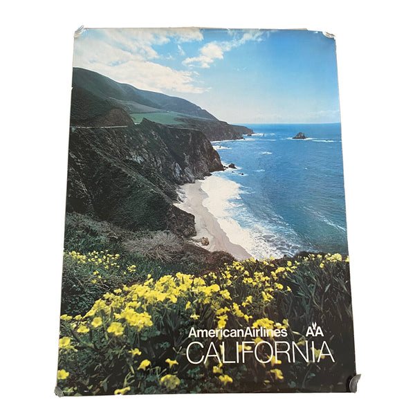 Vintage 1970s American Airlines California Travel Poster