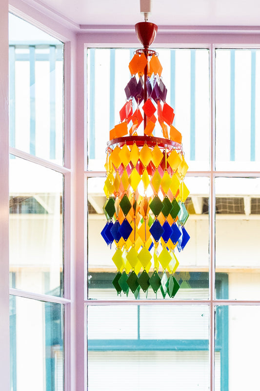 1970s Multicolored Rainbow Plastic Chandelier