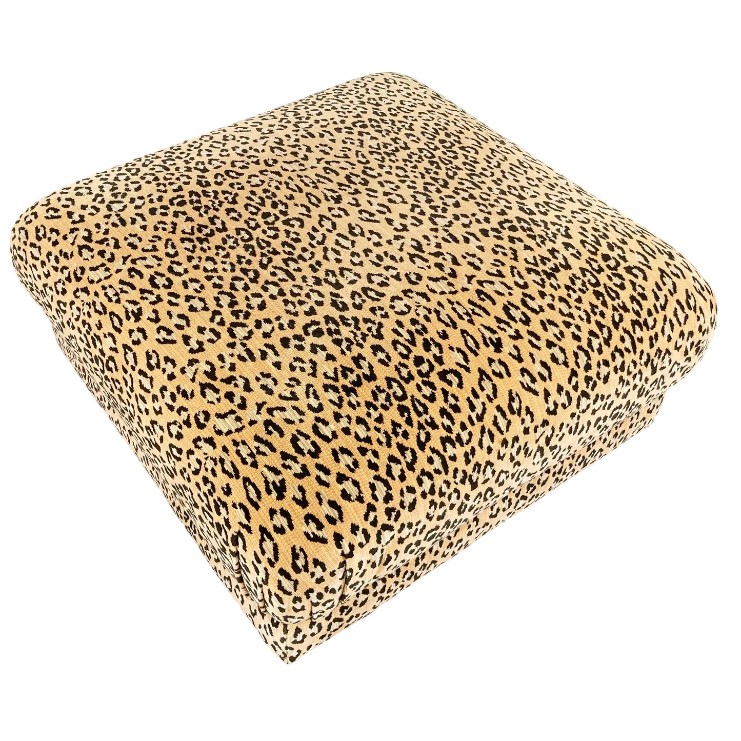 Vintage Velvet Leopard Print Ottoman