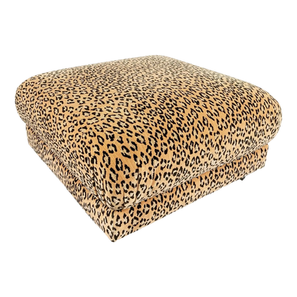 Vintage Velvet Leopard Print Ottoman