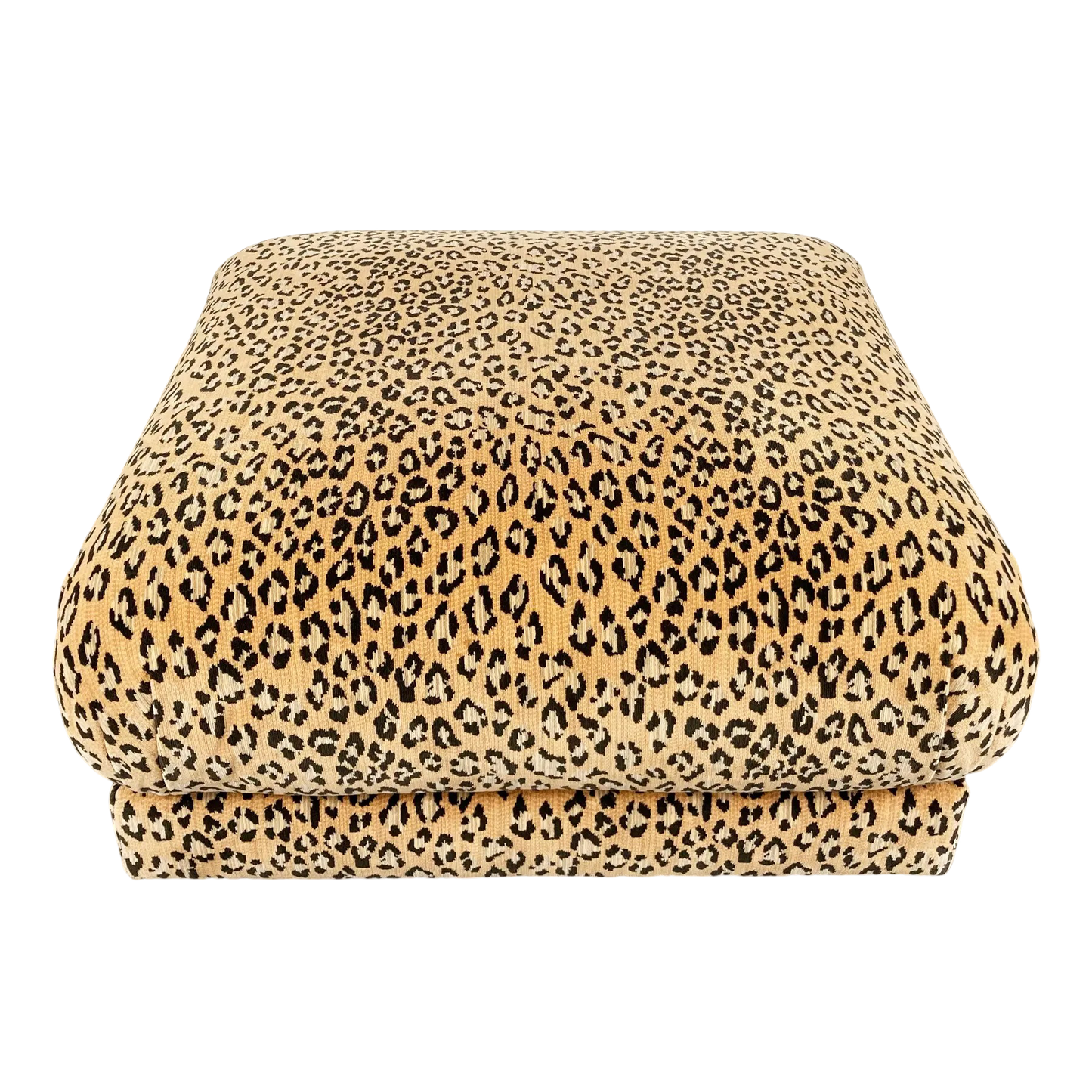 Vintage Velvet Leopard Print Ottoman