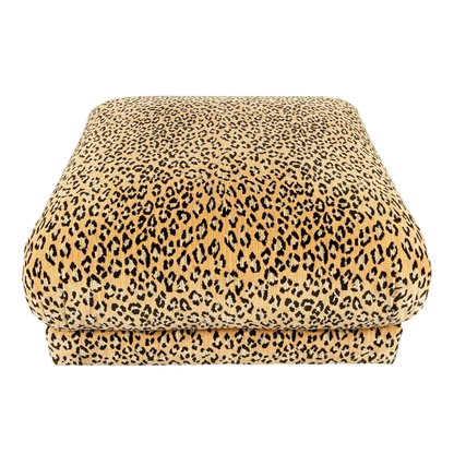 Vintage Velvet Leopard Print Ottoman