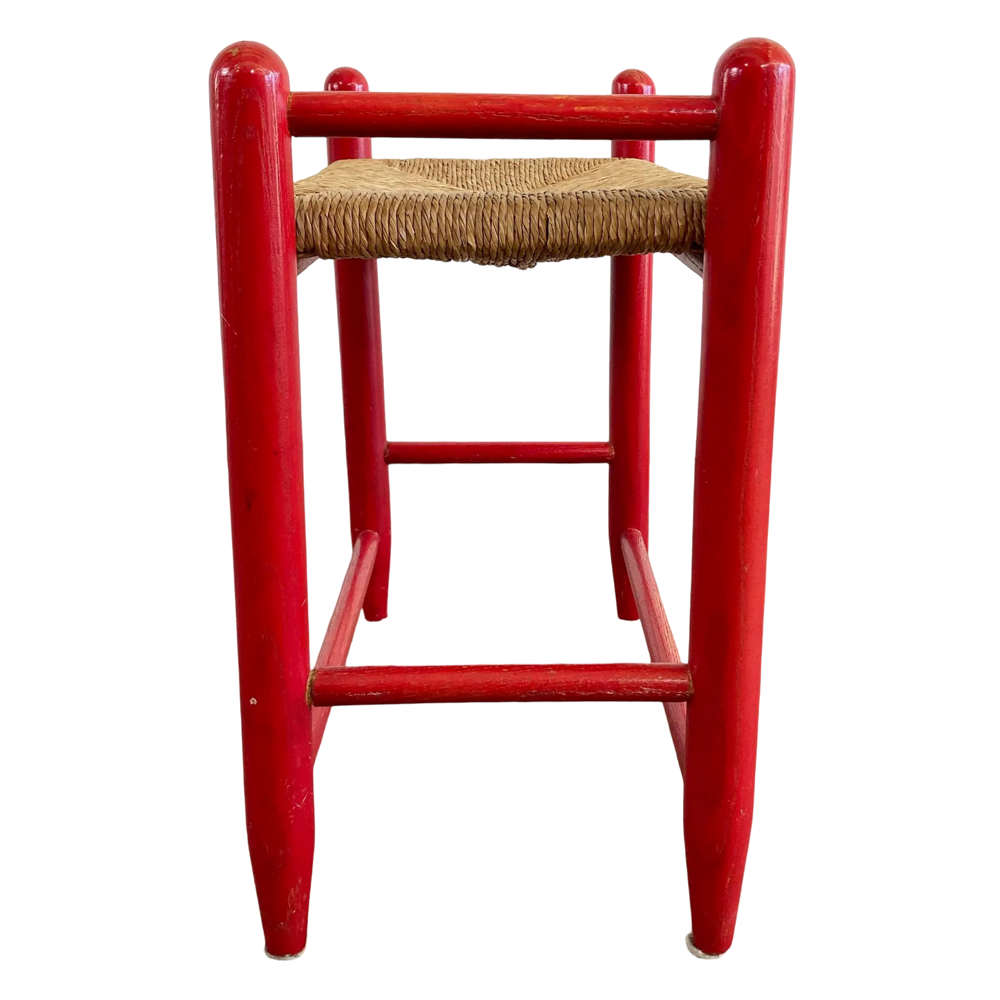 Mid Century Red Rush Seat Stools