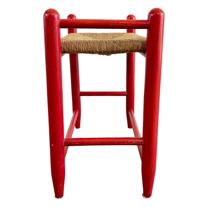 Mid Century Red Rush Seat Stools