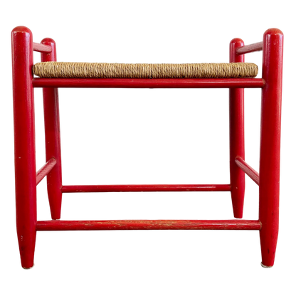Mid Century Red Rush Seat Stools