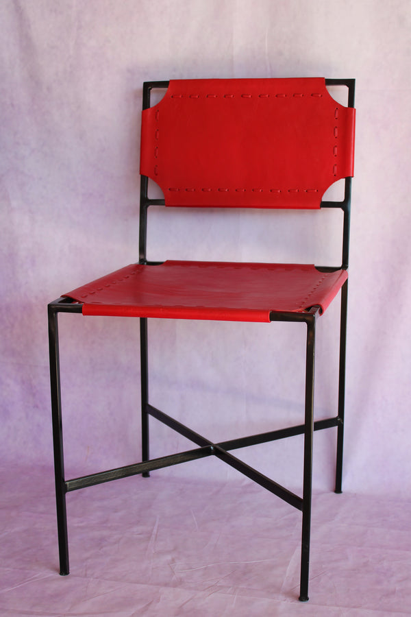 Leather Stitch Chair - Red