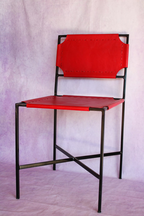 Leather Stitch Chair - Red