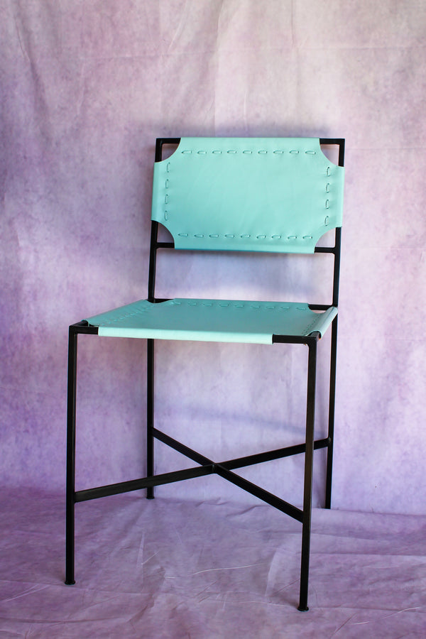 Leather Stitch Chair - Seafoam