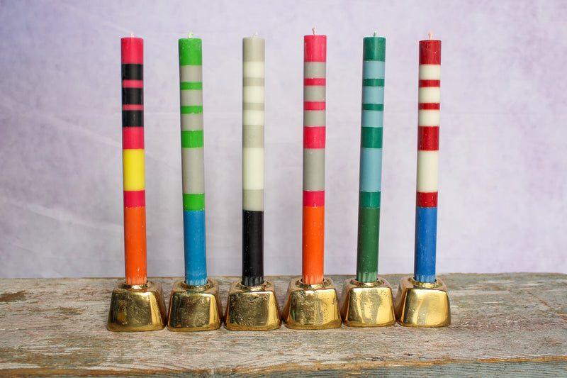 Boxed Set of 6 Taper Candles - Bold Stripe