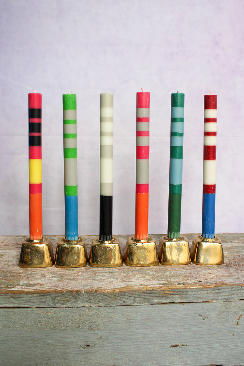 Boxed Set of 6 Taper Candles - Bold Stripe