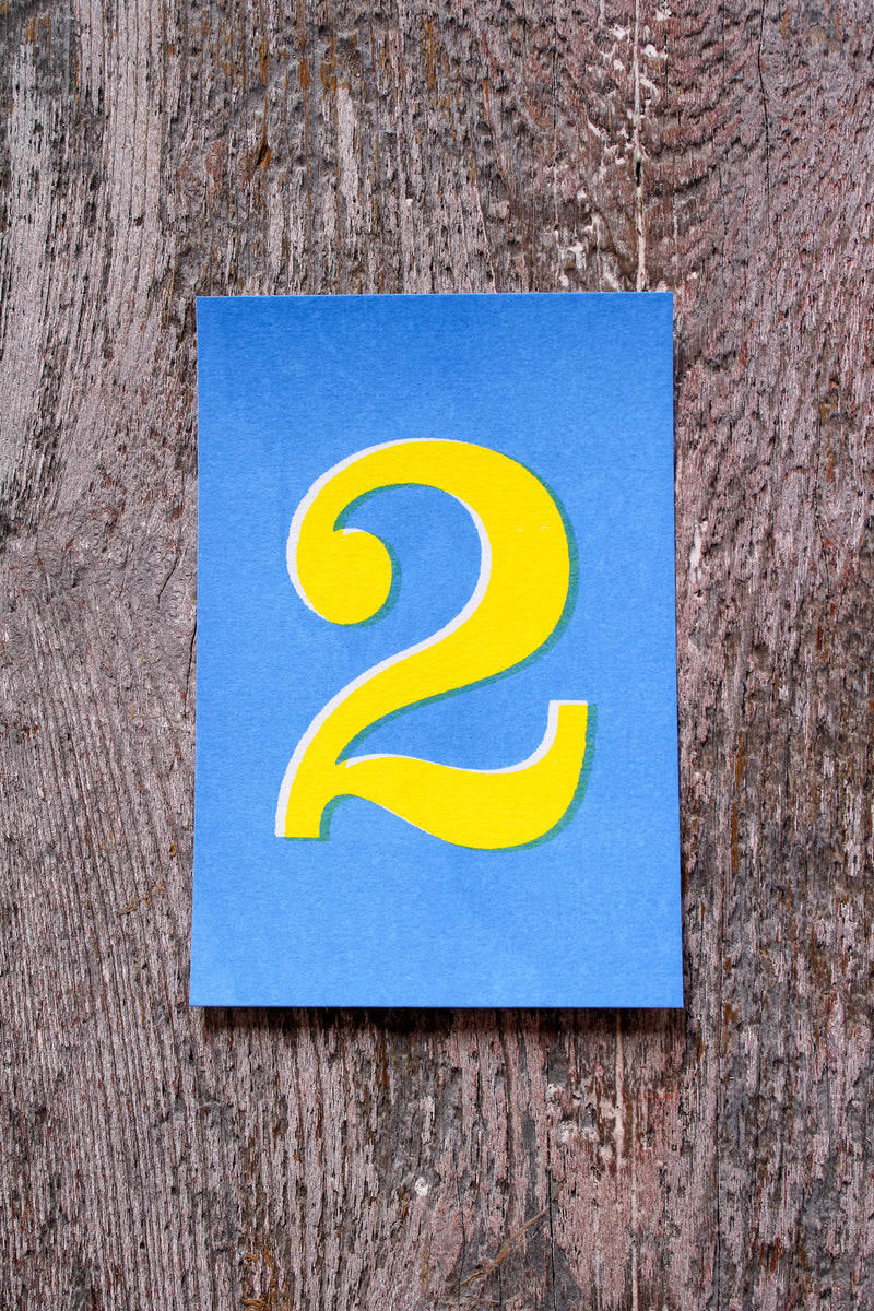 Risograph Printed Number Postcards