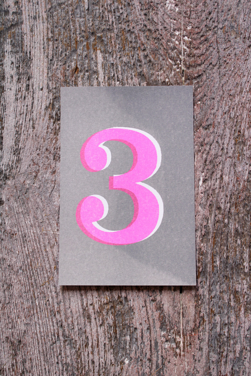 Risograph Printed Number Postcards