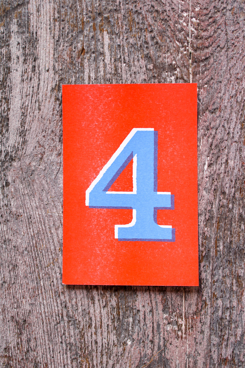 Risograph Printed Number Postcards