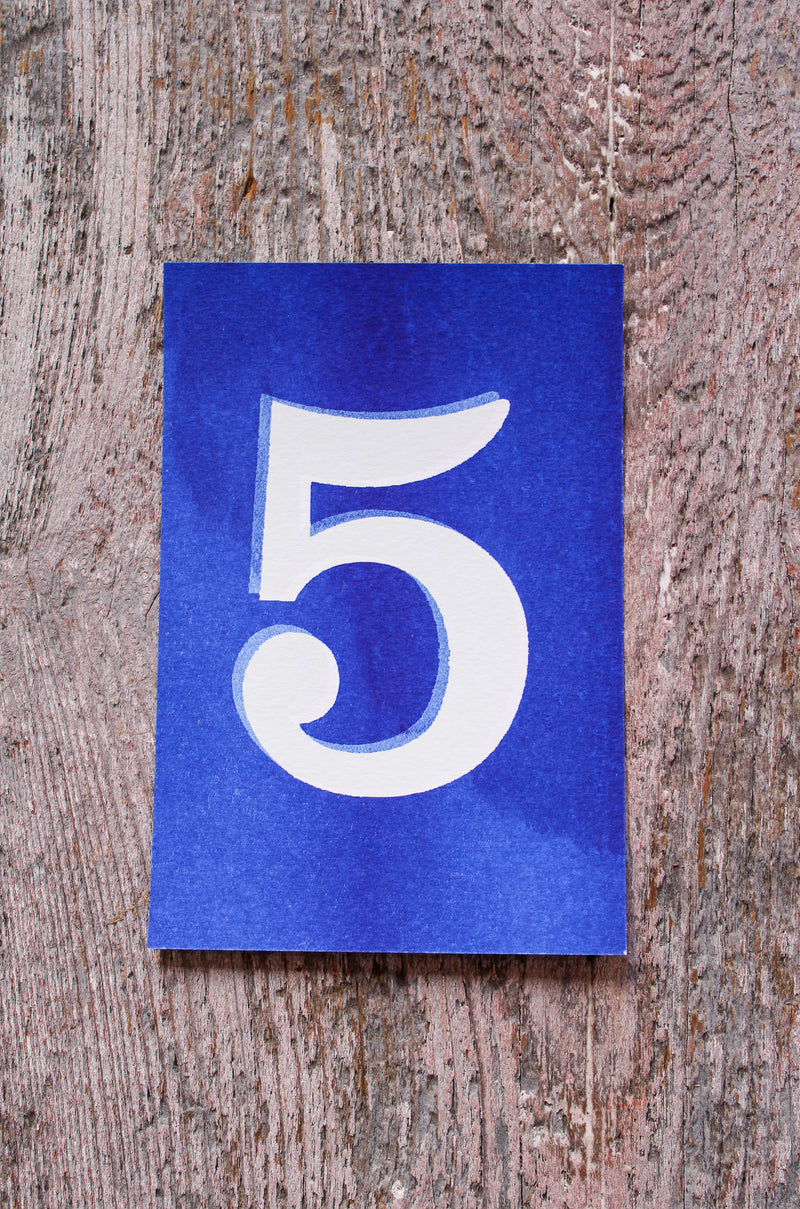 Risograph Printed Number Postcards
