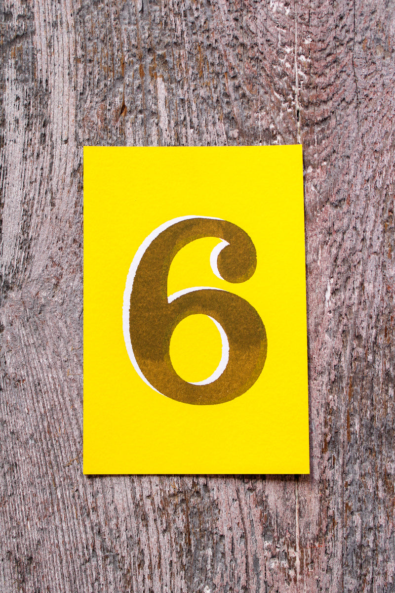 Risograph Printed Number Postcards