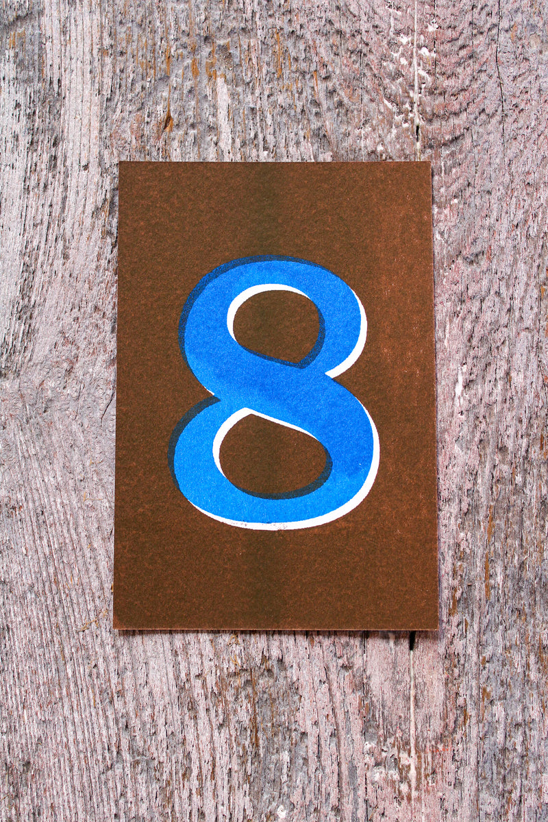 Risograph Printed Number Postcards