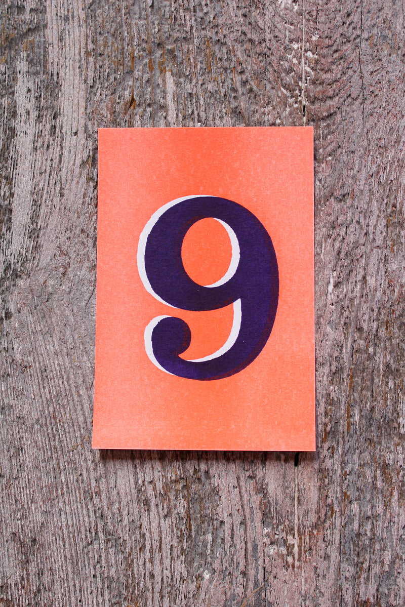 Risograph Printed Number Postcards
