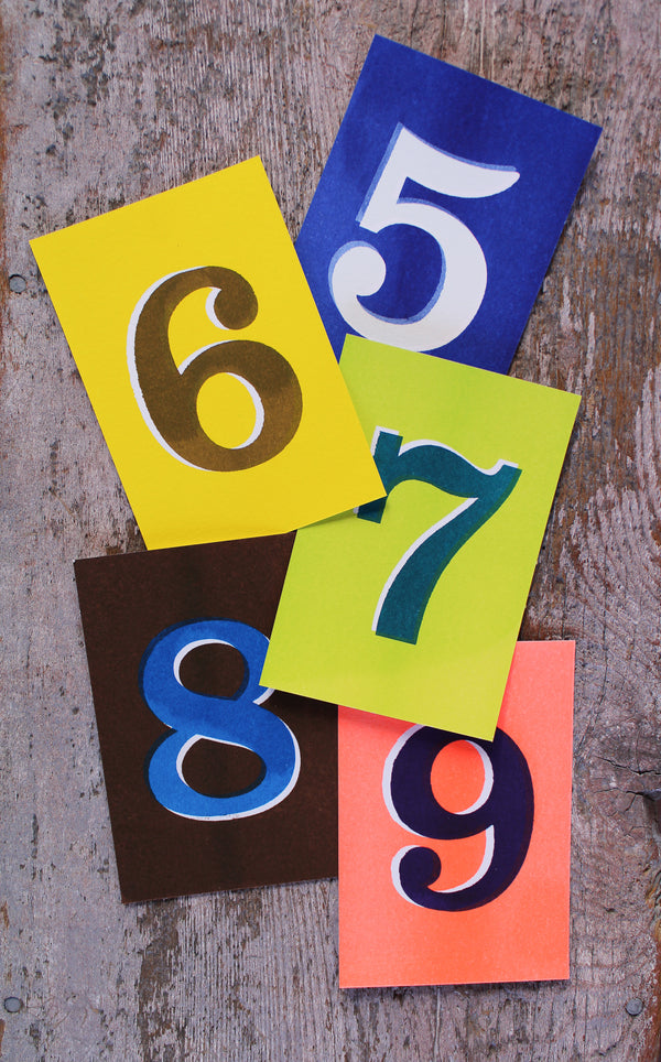 Risograph Printed Number Postcards