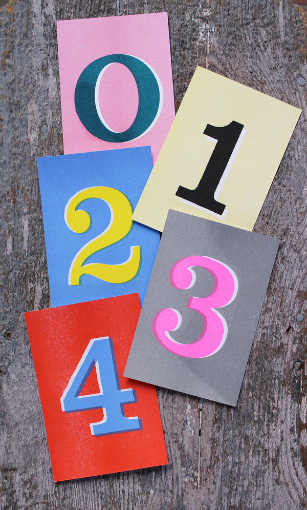 Risograph Printed Number Postcards