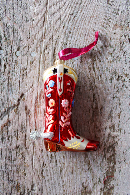 Rhinestone Cowboy Boot Ornament