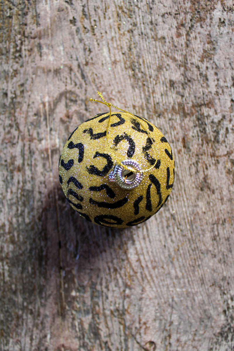 Glittered Leopard Bauble Ornament