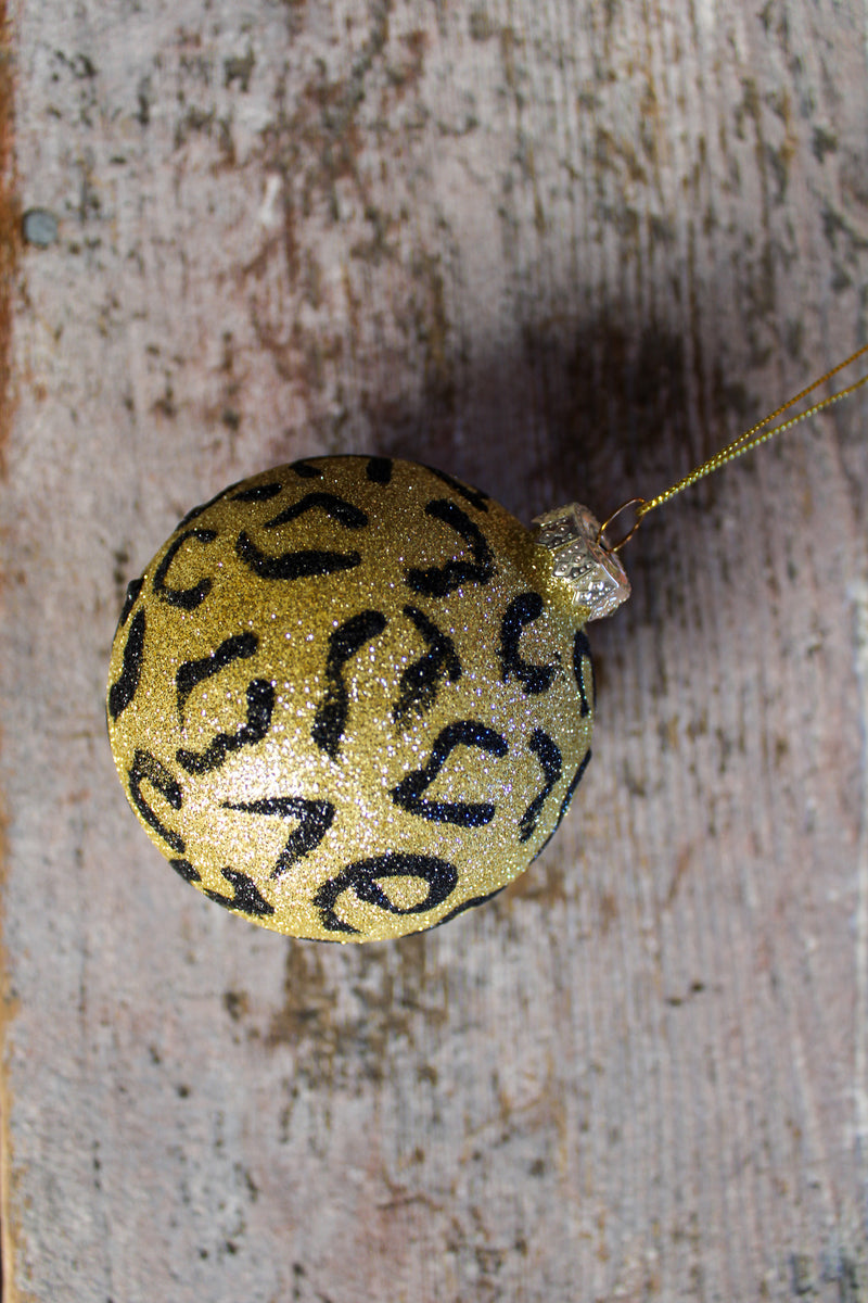 Glittered Leopard Bauble Ornament