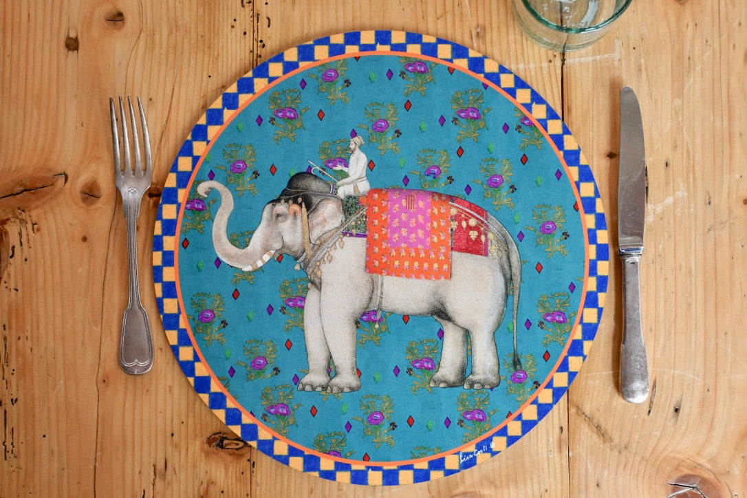 Elephant Placemat - Peacock