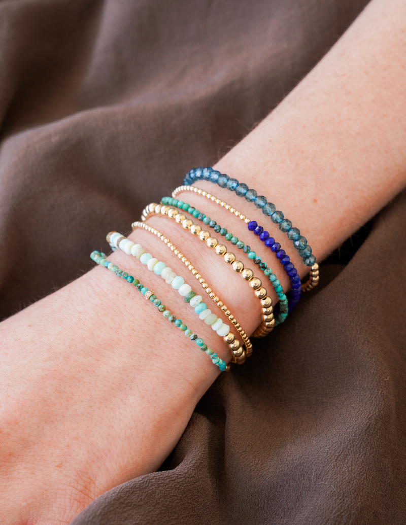 Gold Filled Ball Bracelet 2mm with Mixed Turquoise
