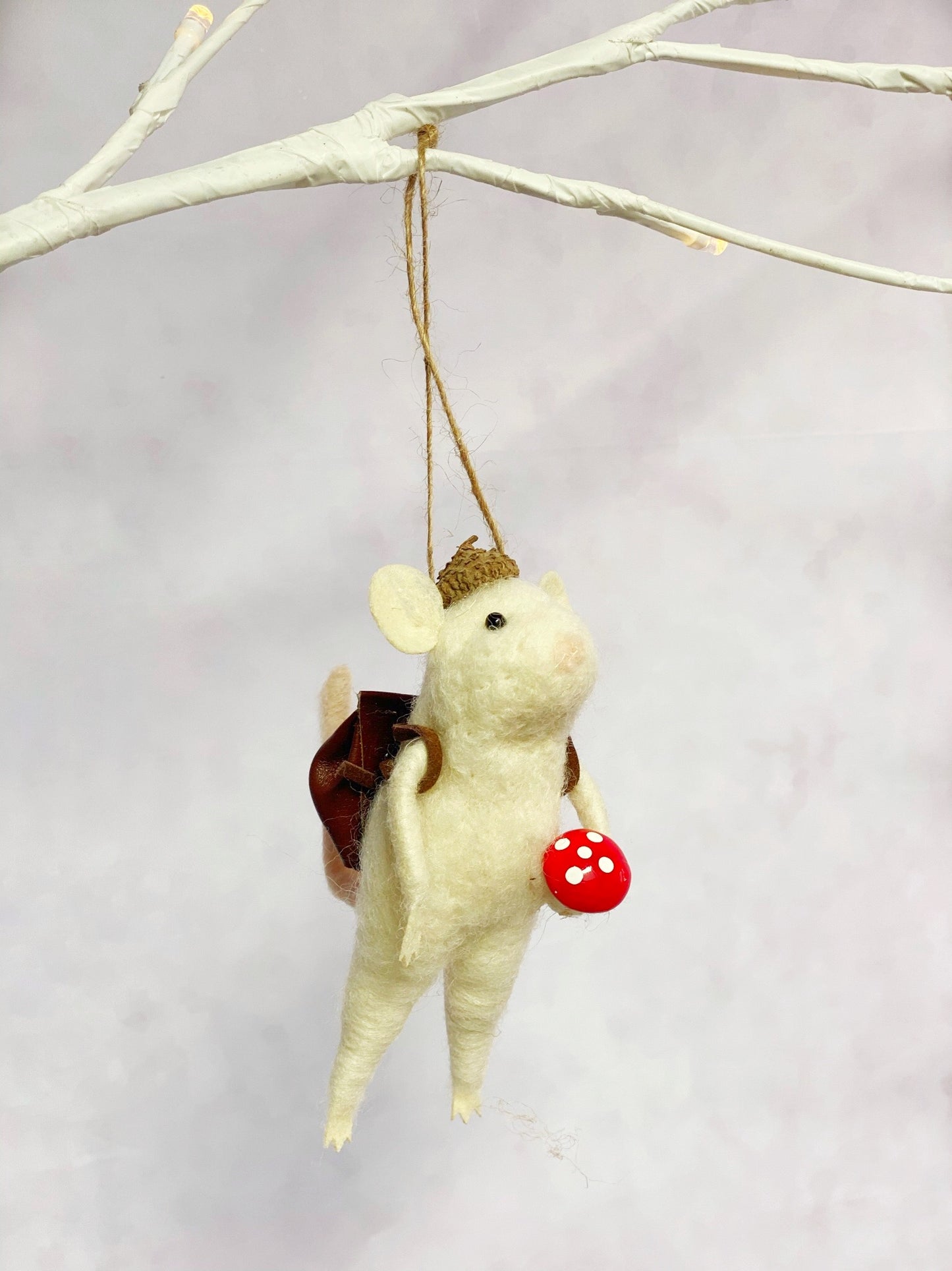 Mouse Mushroom Hunter Ornament
